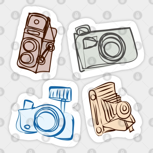 digital camera retro camera set Sticker by princessmi-com